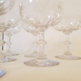 6 champagne glasses in Saint Louis crystal, Talma model, 1930