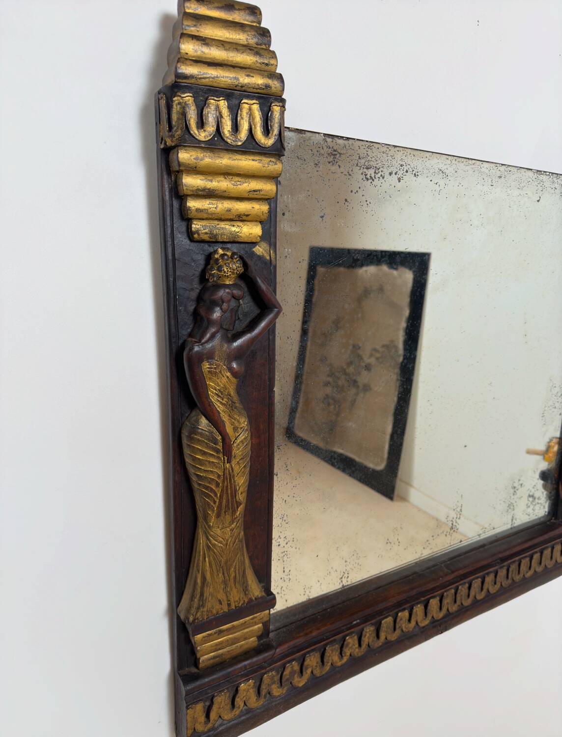 Art Deco style mirror in carved wood