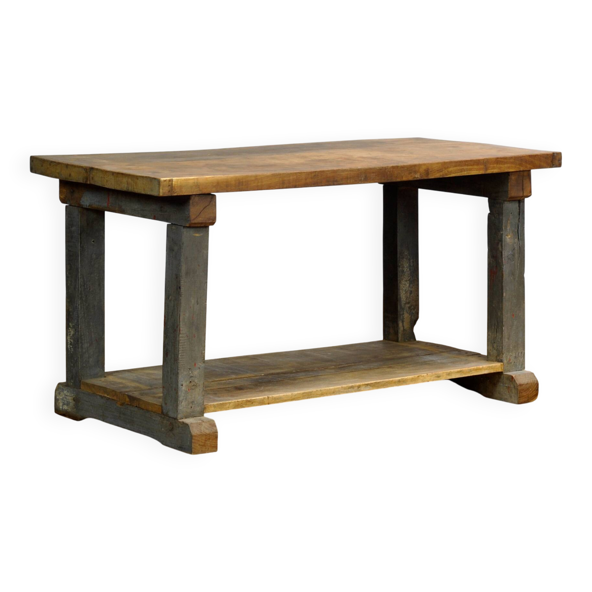 Industrial oak work table, circa 1950