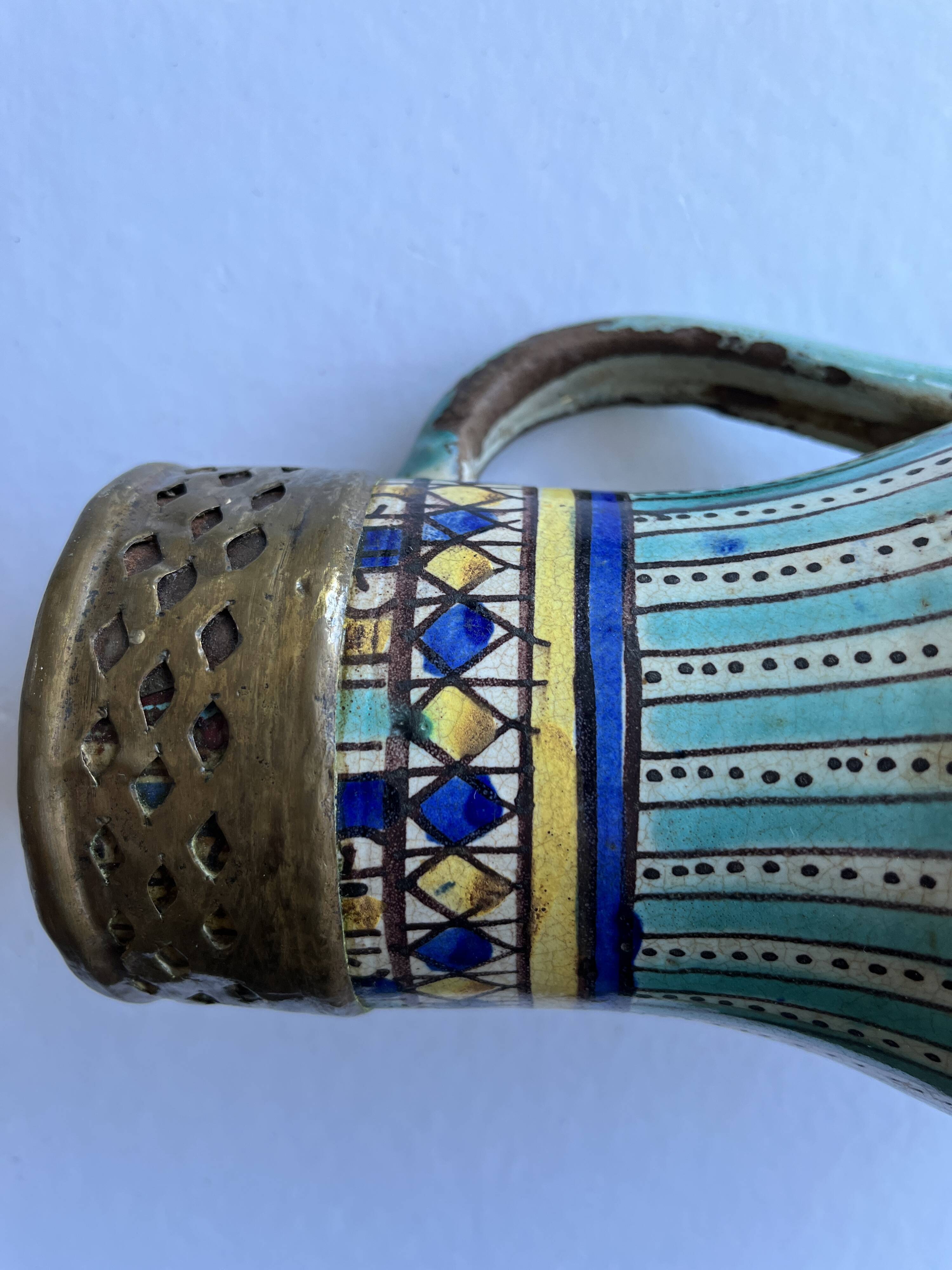 Fes, Morocco - Antique pitcher with copper rim
