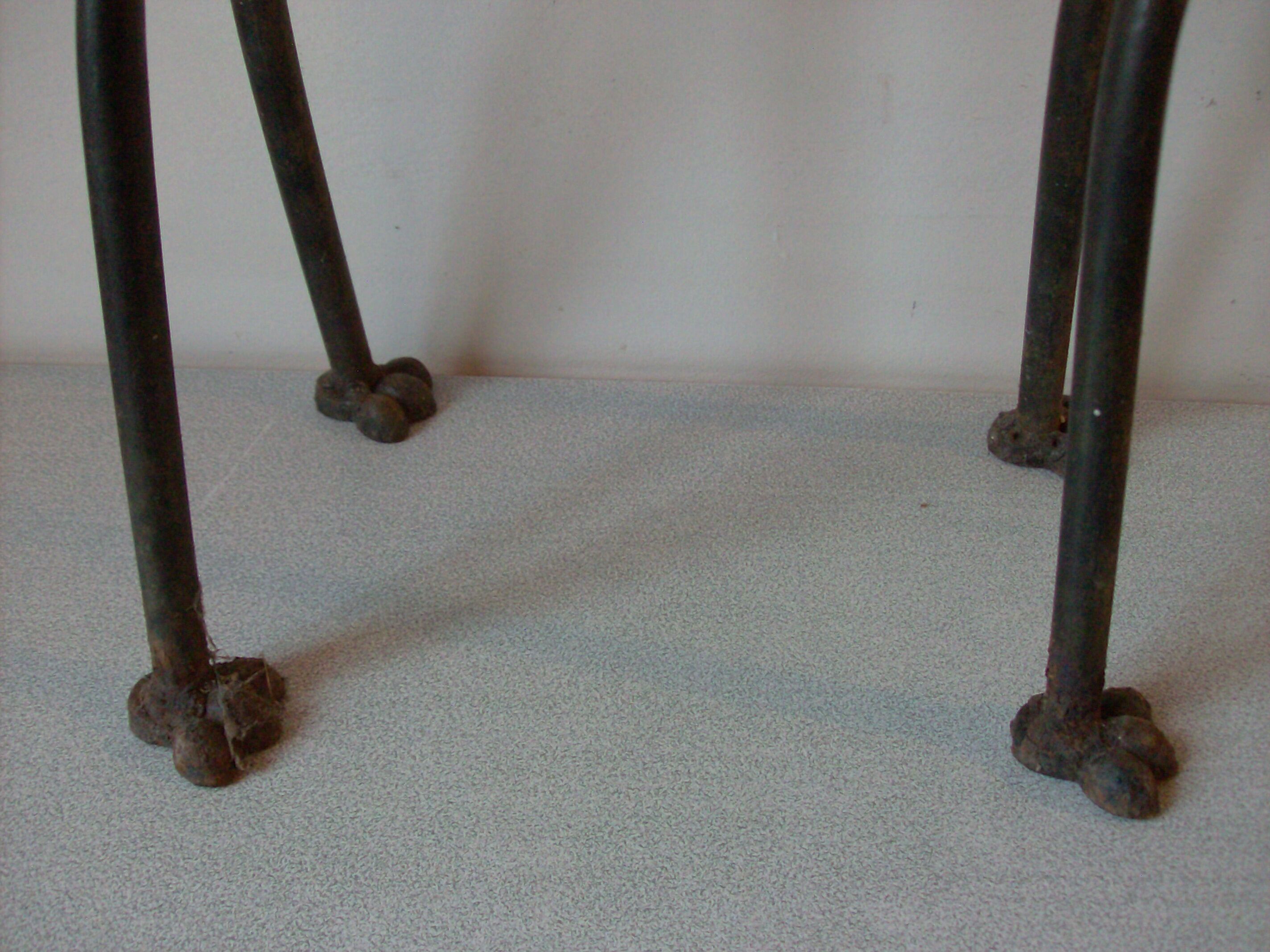 Old plant holder flower pot big cat forged metal deco outdoor winter garden