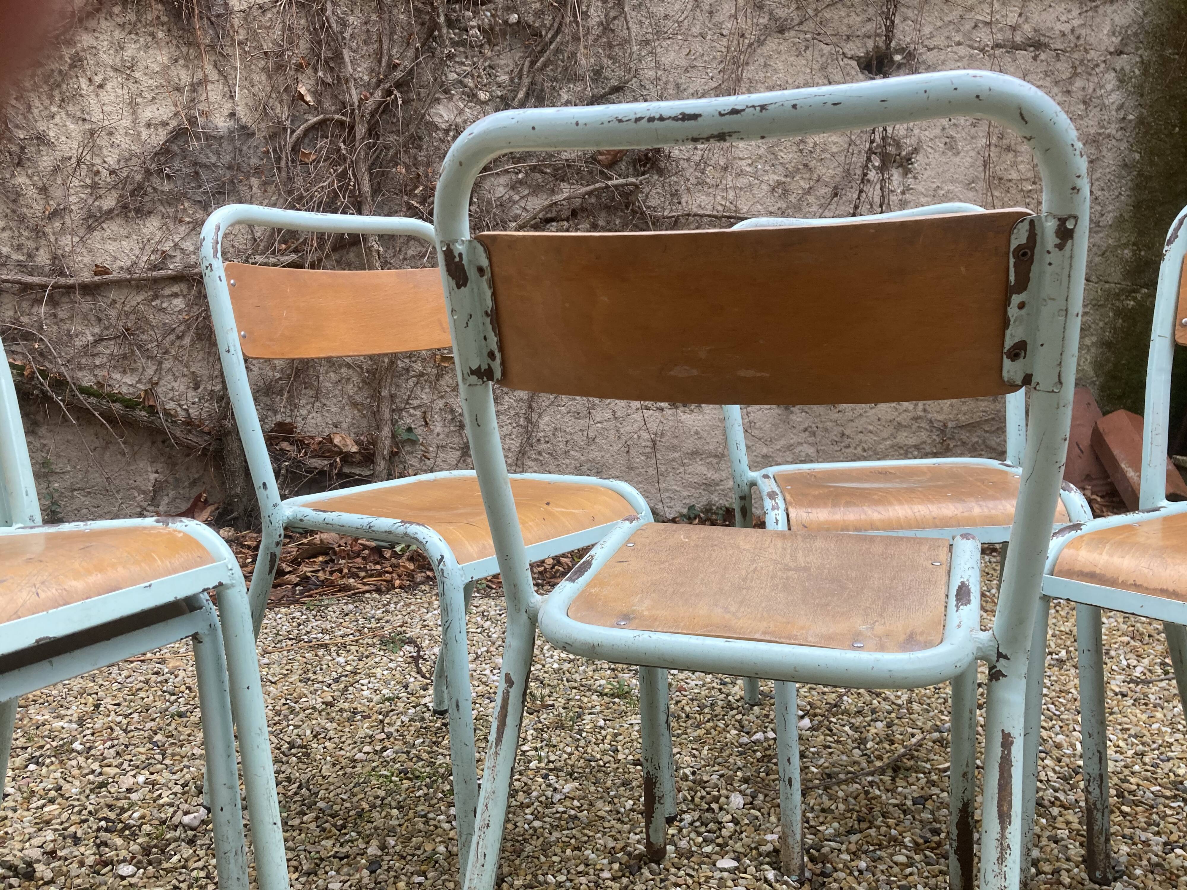 Lot of 6 sky blue Tolix chairs