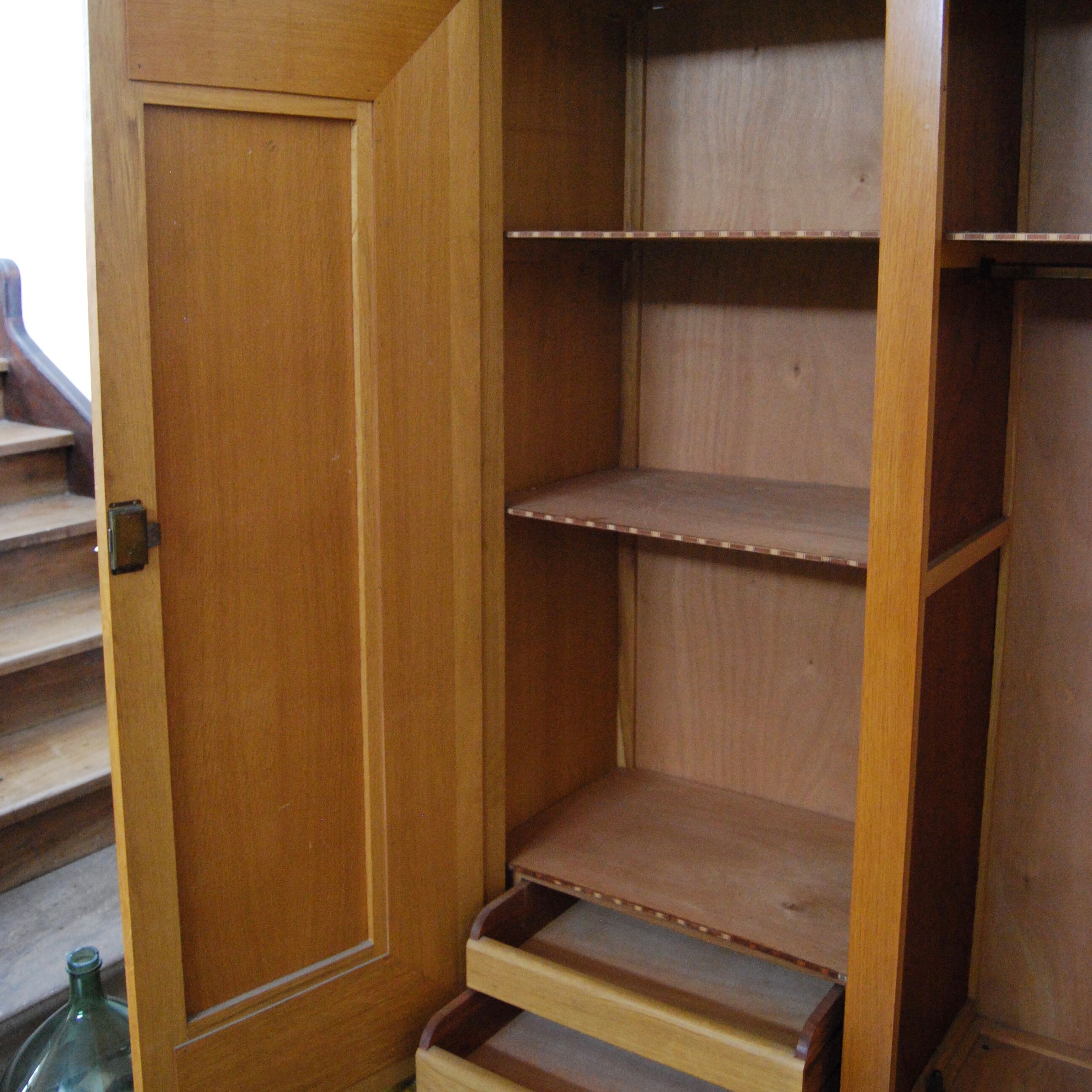 Cabinet vintage wood and rattan
