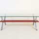 Table basse chrome plateau verre rouge