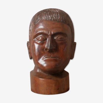 Kanak head wooden sculpture New Caledonia handmade object tribal ethnic marotte face