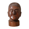 Sculpture en bois tête Kanak Nouvelle Calédonie objet fait main visage marotte ethnique tribal