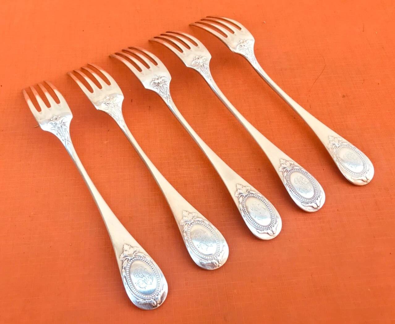 5 table forks Orfèvre Christofle Collection Fidelio baguette