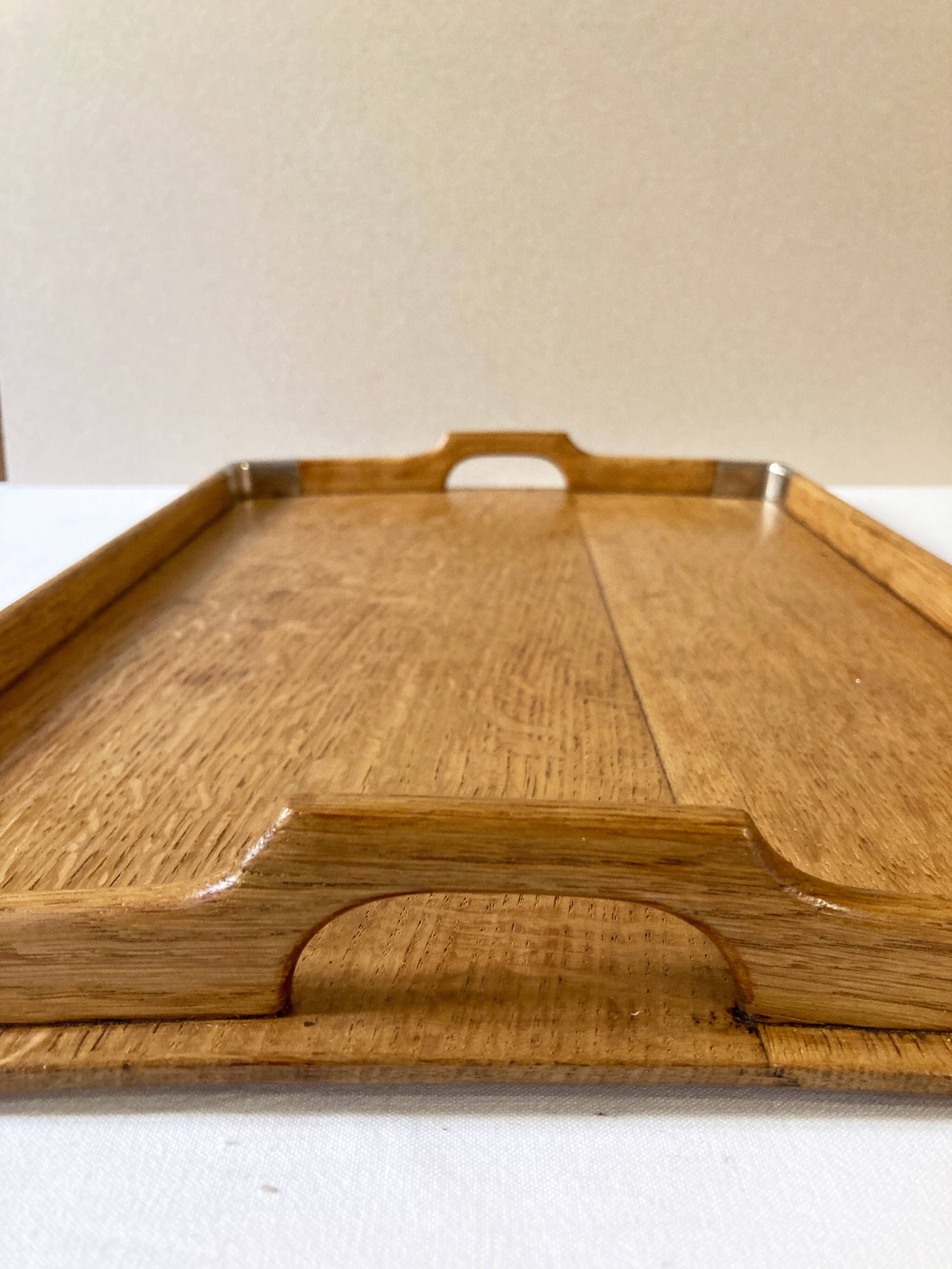 Old wooden and brass tray