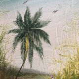 Painting oil on canvas the sugar cane cup in martinique signed william 1980, antilles hst