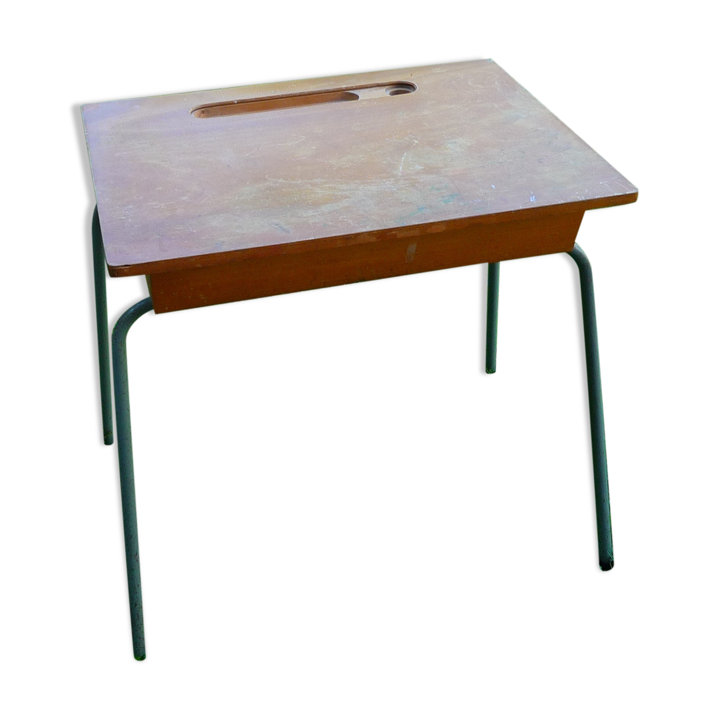 Folding school desk, wood and metal, vintage 50s