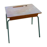 Bureau d'écolier pliant, bois et métal, vintage 50s