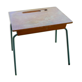 Folding school desk, wood and metal, vintage 50s