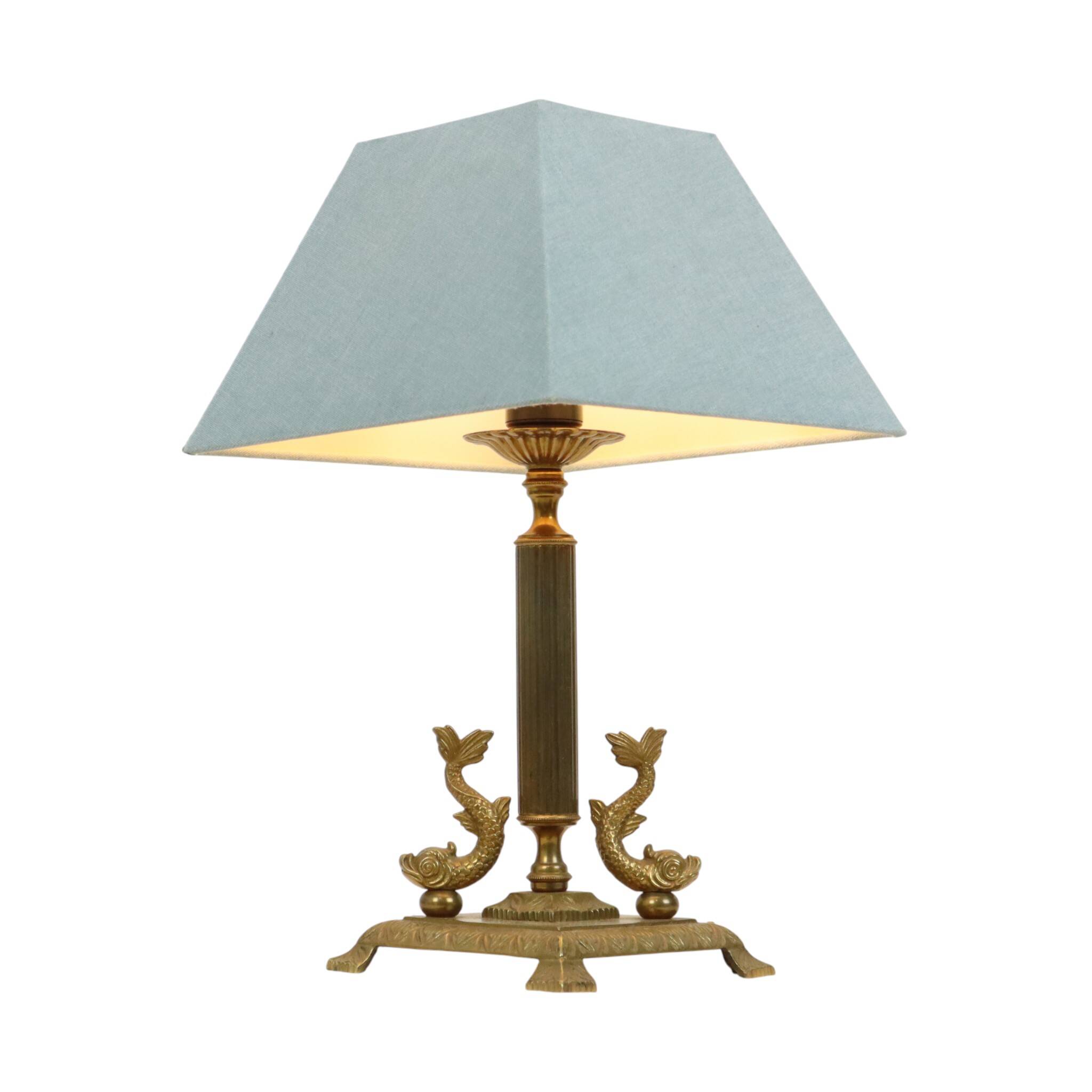 Vintage Brass Table Lamp Mythical Dolphin 41cm
