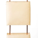 Wood and copper metal floor lamp with parchment.