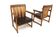 Set of 2 leather and oak armchair tables, Ferdinand Lundqvist, Sweden, 1960