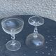 Two crystal champagne glasses and gilded borders antique engraved pattern