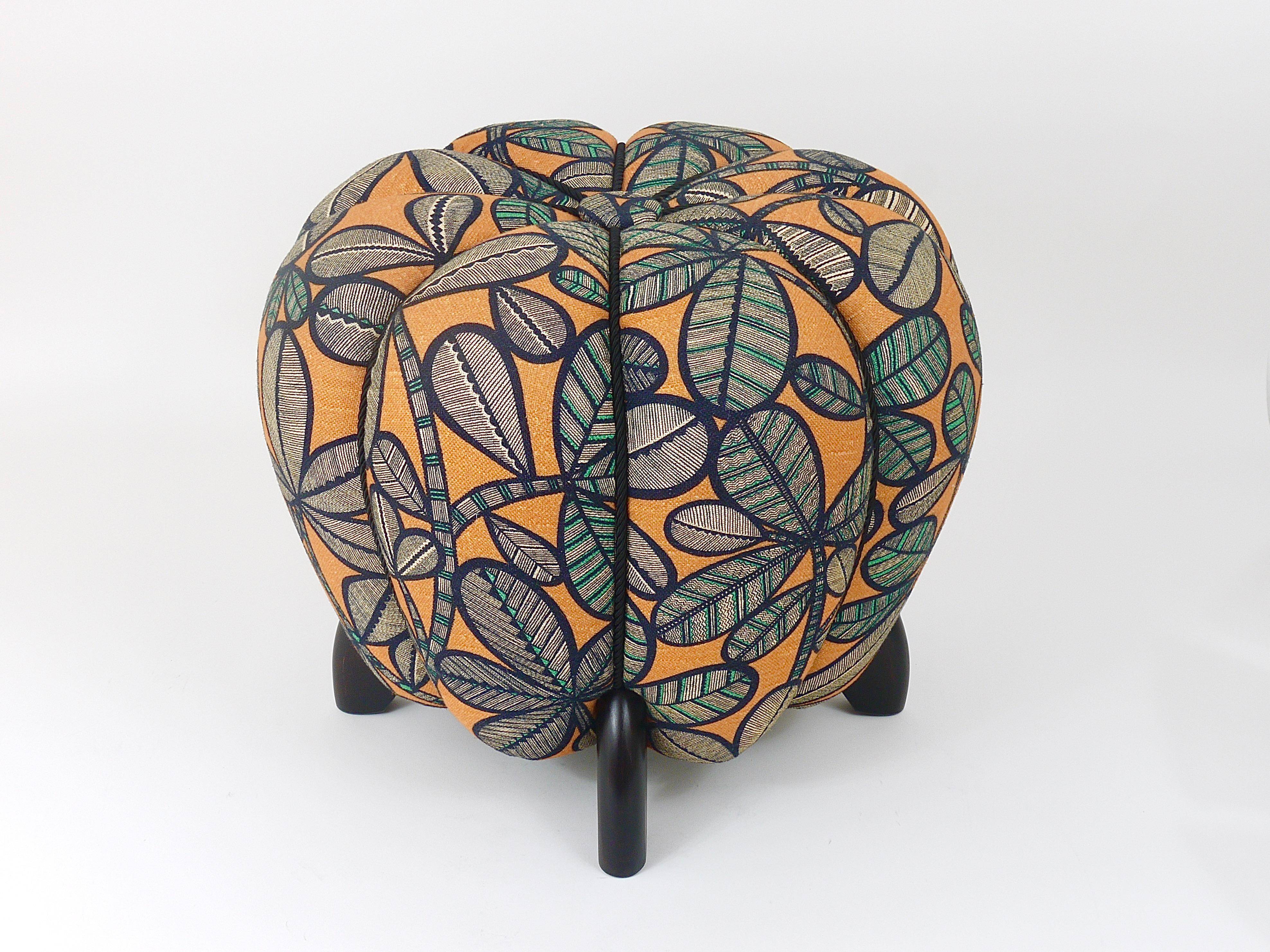 up to 3 Art Deco stools by Jindrich Halabala, leaf pattern, pouf, ottoman, 1930s
