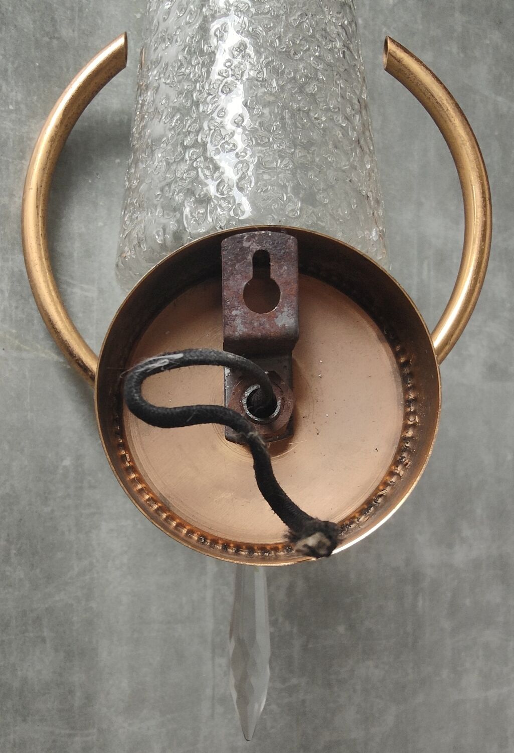 Paire appliques verre et métal doré