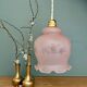 Vintage frosted pink glass pendant globe