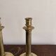Antique Pair of Gilded Brass Candle Holders Empire Column Louis XVI Villedieu