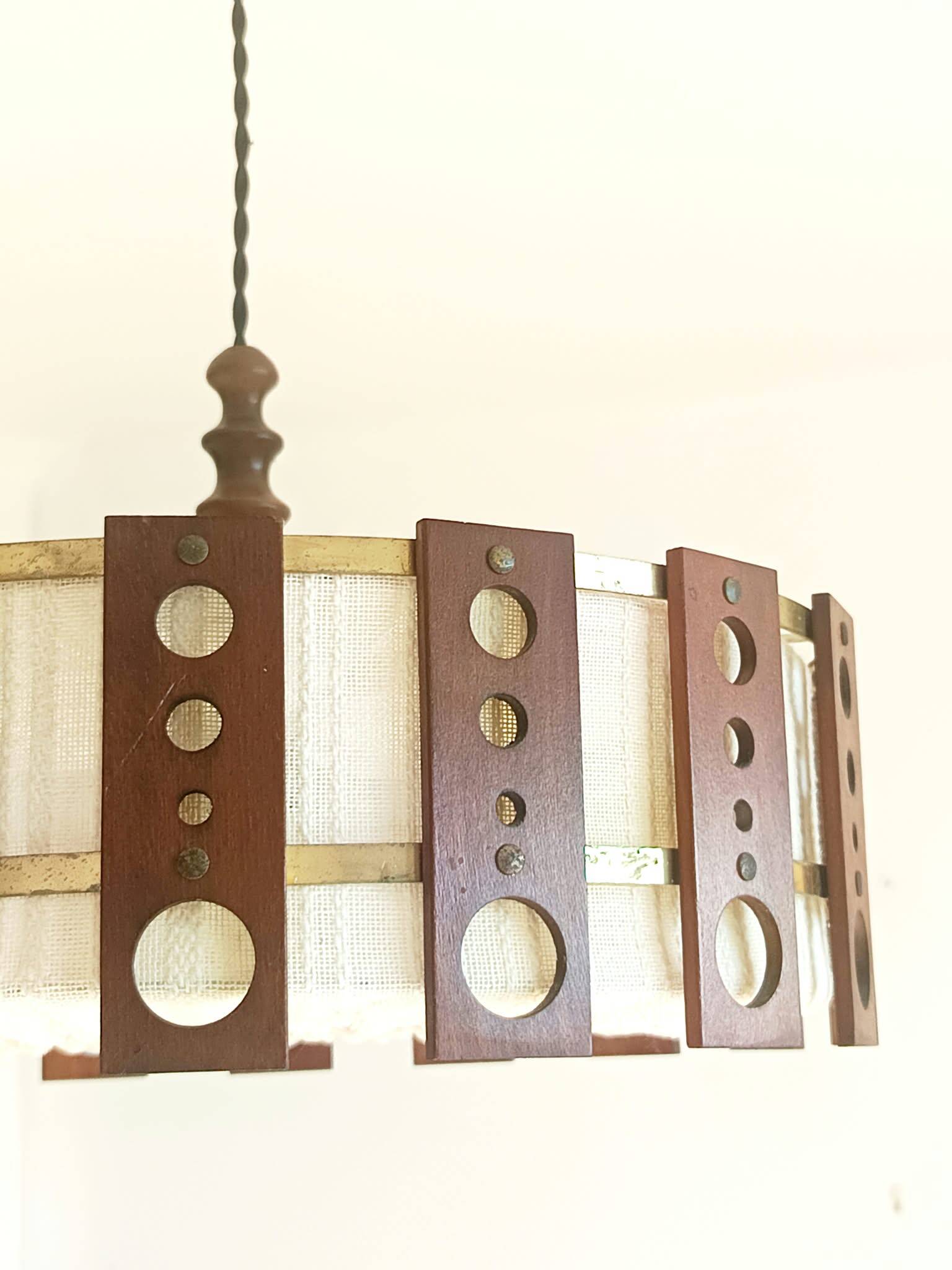 Suspension scandinave teck et tissu vers 1960