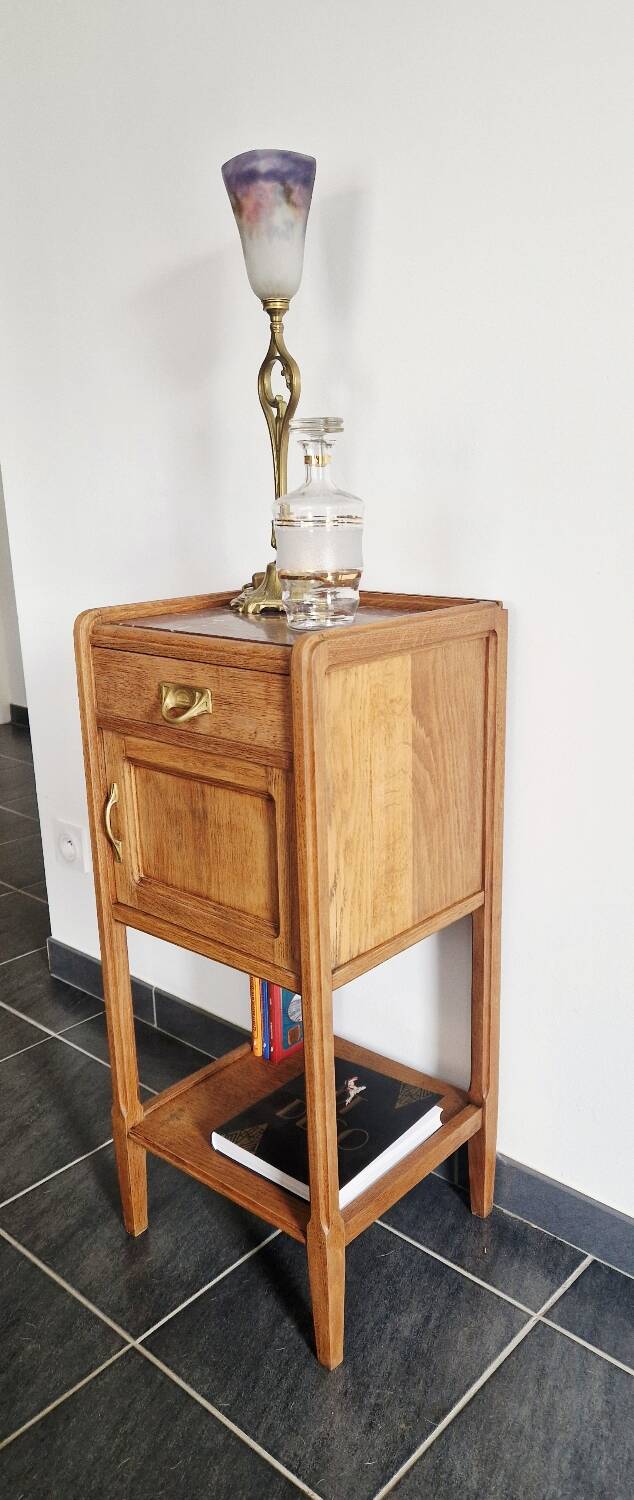 Art Deco style bedside table in solid oak, 1930s
