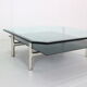 B&B Italia 'Diesis' Two-Tier Glass and Leather Coffee Table by Antonio Citterio