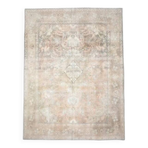 1970s Vintage Persian Handmade Wool Cotton Beige Area Rug 290x393