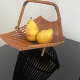 Basket in rattan and bamboo 60s