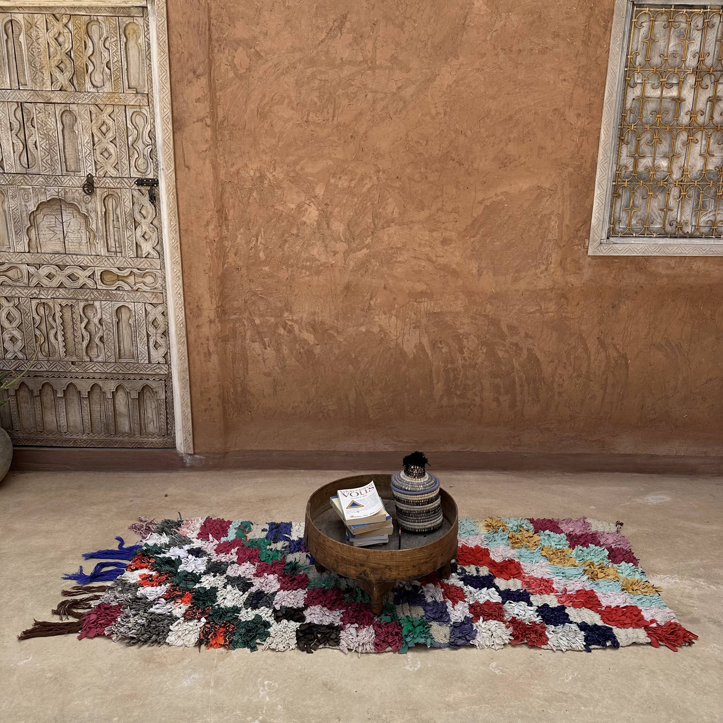 Tapis Marocain Boucherouite coloré - 74 x 185 cm