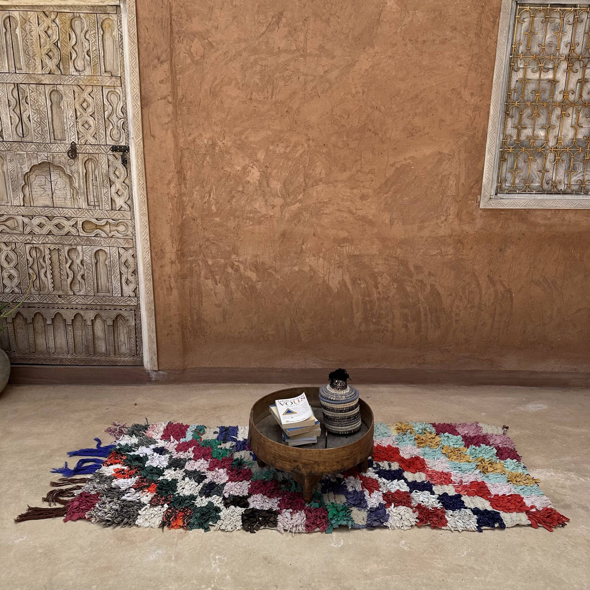 Tapis Marocain Boucherouite coloré - 74 x 185 cm