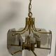 Luigi Colani chandelier Sische edition smoked glass and brass