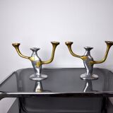 Pair of brutalist candle holders by David Marshall, 1980, Spain