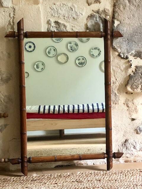 Large bamboo mirror from the 1950s
