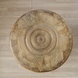 Vintage French Handmade Wooden Milk Stool with 3 Spindle Legs and Bullseye Seat 5311