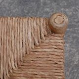 Wood and straw vintage bench