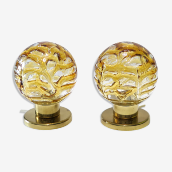 Paire de lampes Doria Leuchten globes Murano new old stock