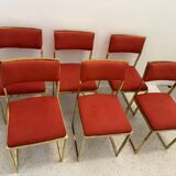 6 chaises métal doré années 70s