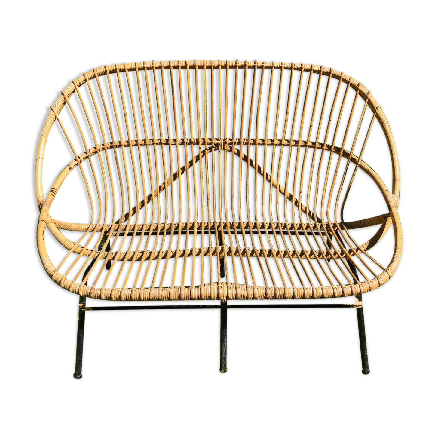 Rattan bench 50s