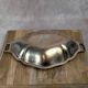 Antique oval silver-plated copper tray with handles.
