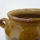 Pot à confit jaune vernissé, sud ouest de la France. Pot de conservation. Pyrénées XIXème
