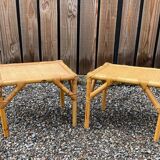 Pair of rattan bedside nesting tables, Mid-Century