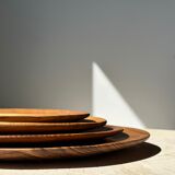 Set of 4 flat monoxyl teak trays