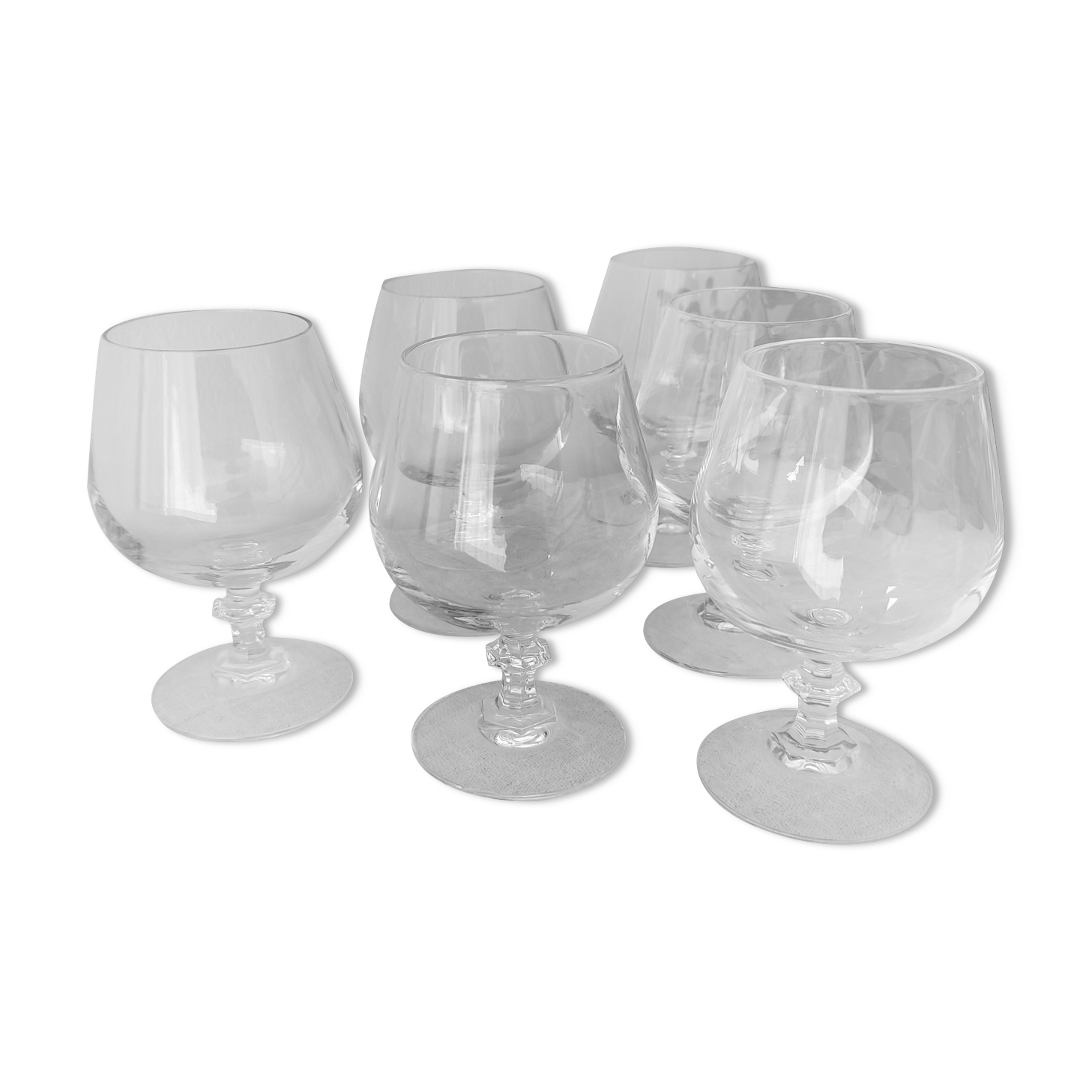 Cognac glasses in vintage arque crystal octagonal foot