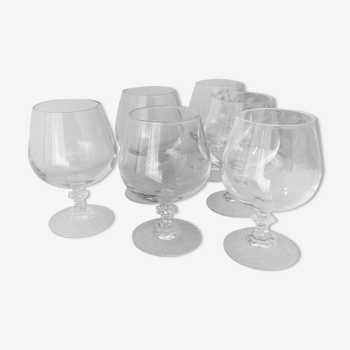 Cognac glasses in vintage arque crystal octagonal foot