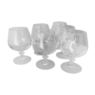 Verres à cognac en cristal d'arque vintage pied octogonal