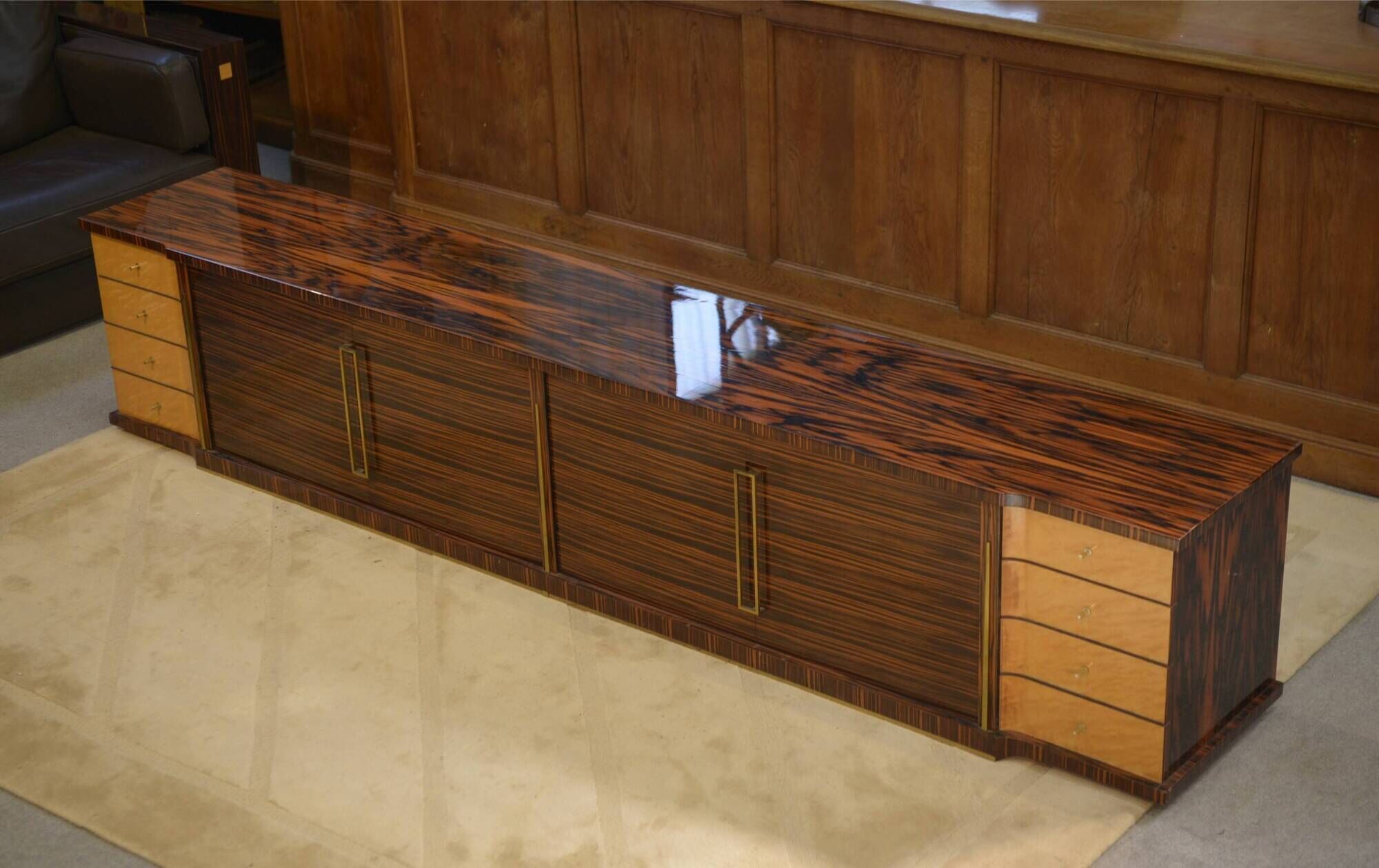 Minimalist enfilade in ebony and sycamore 1960s
