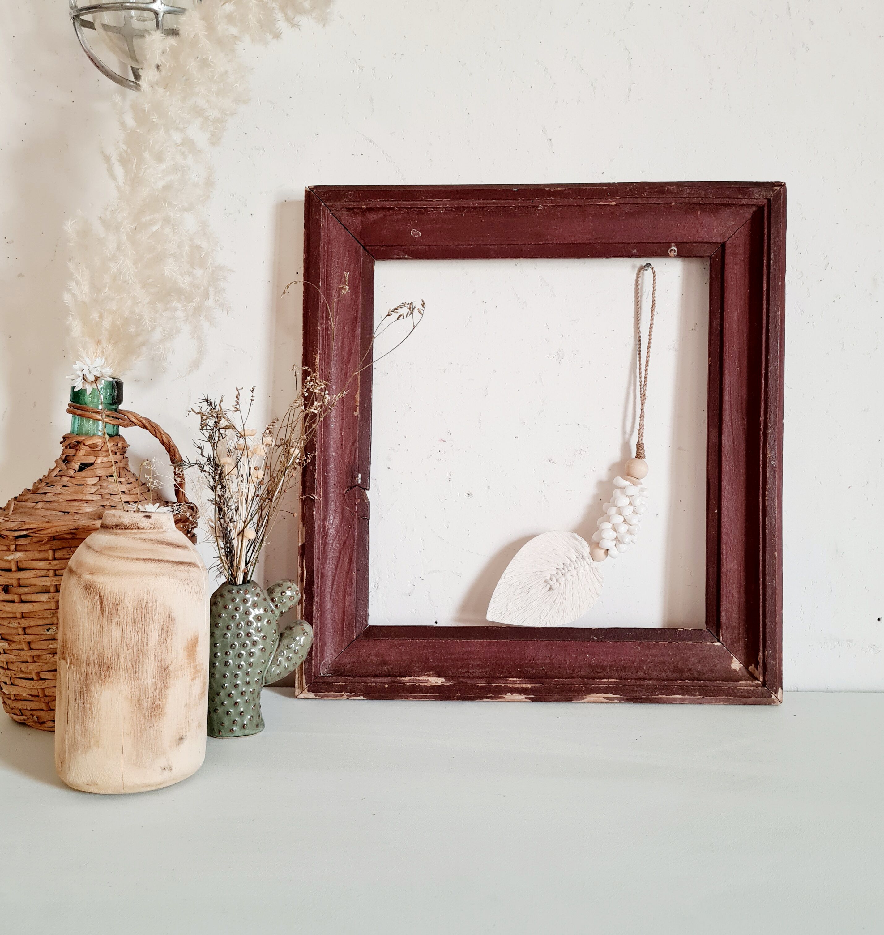 Old frame wood dark burgundy color