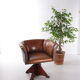 Sheepskin leather desk chair with wooden swivel base, 1970