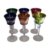 6 Baccarat glasses Piccadilly Model in colored crystal